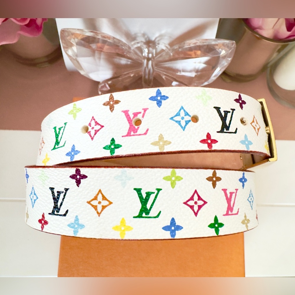 SOLD ❌ Louis Vuitton Takashi Murakami White Multicolor Ceinture Belt - Picture 3 of 8